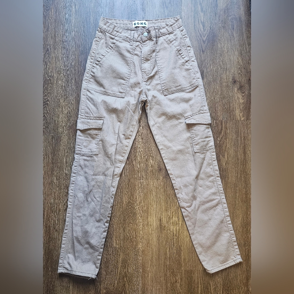 S.o.n.g. Jeans Womens Size 3/26 High Rise 90s Boyfriend Cargo Pants Pinkish Tan